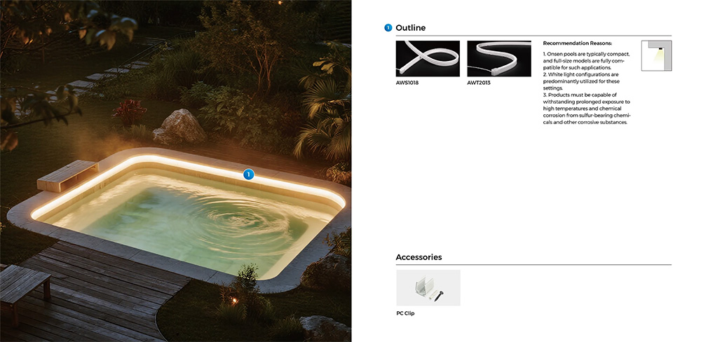 Neon LED Strip Lights for Pools, Seaside Resort, Onsen and Similar Applications