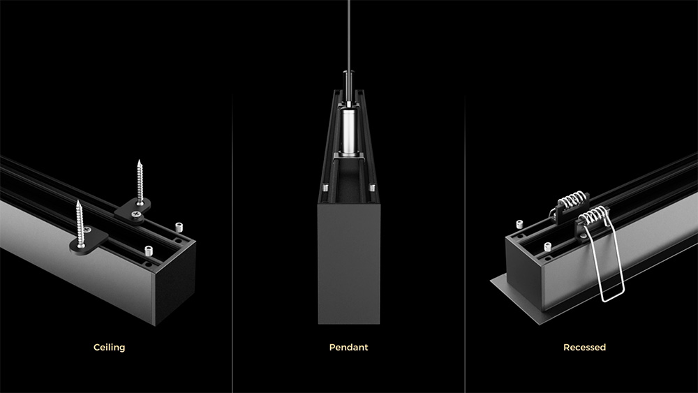 Highly Customizable Pendant, Ceiling, Recessed Linear LED Lighting