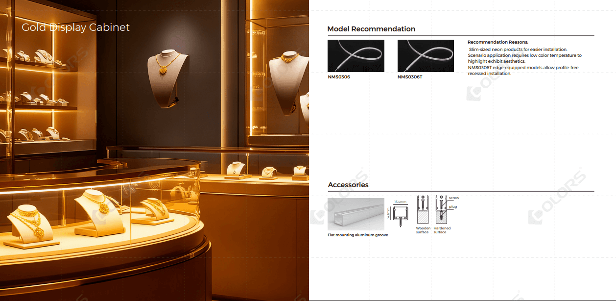 Neon LED Strip Lights for Gold Display Cabinet Lighting