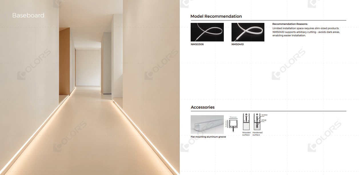 Neon LED Strip Lights for Baseboard Lighting