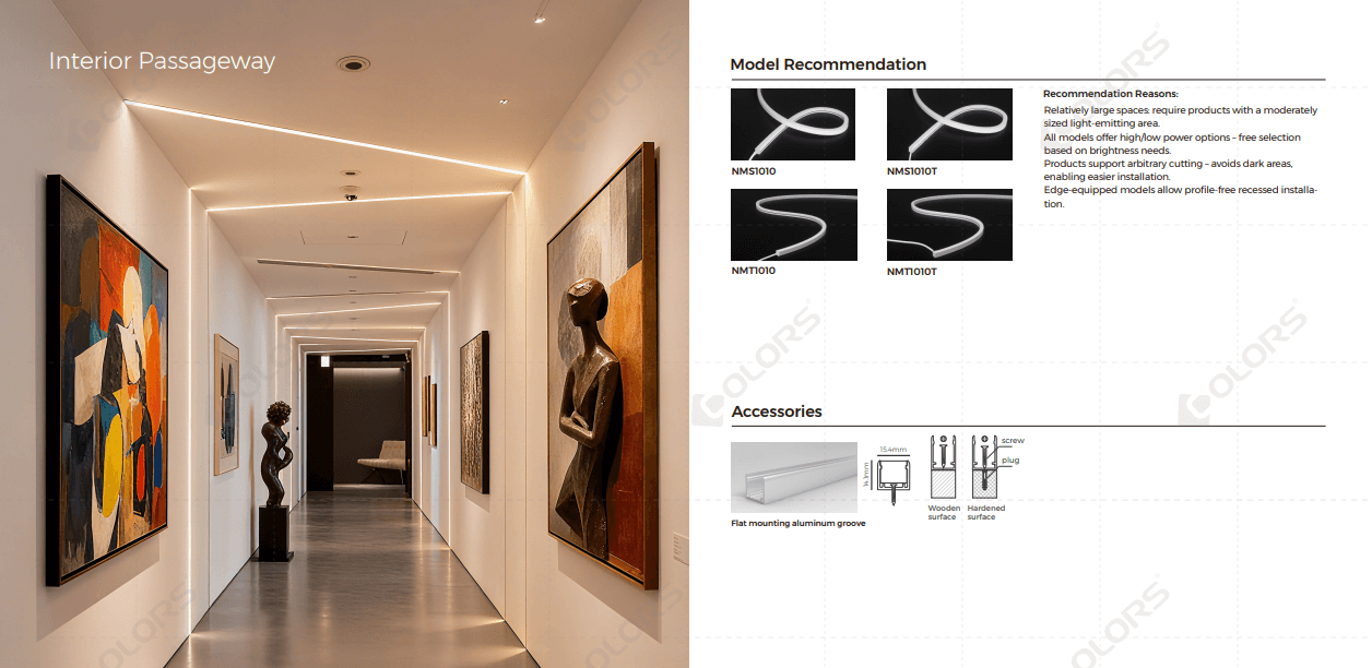 Neon LED Strip Lights for Interior Passageway Lighting