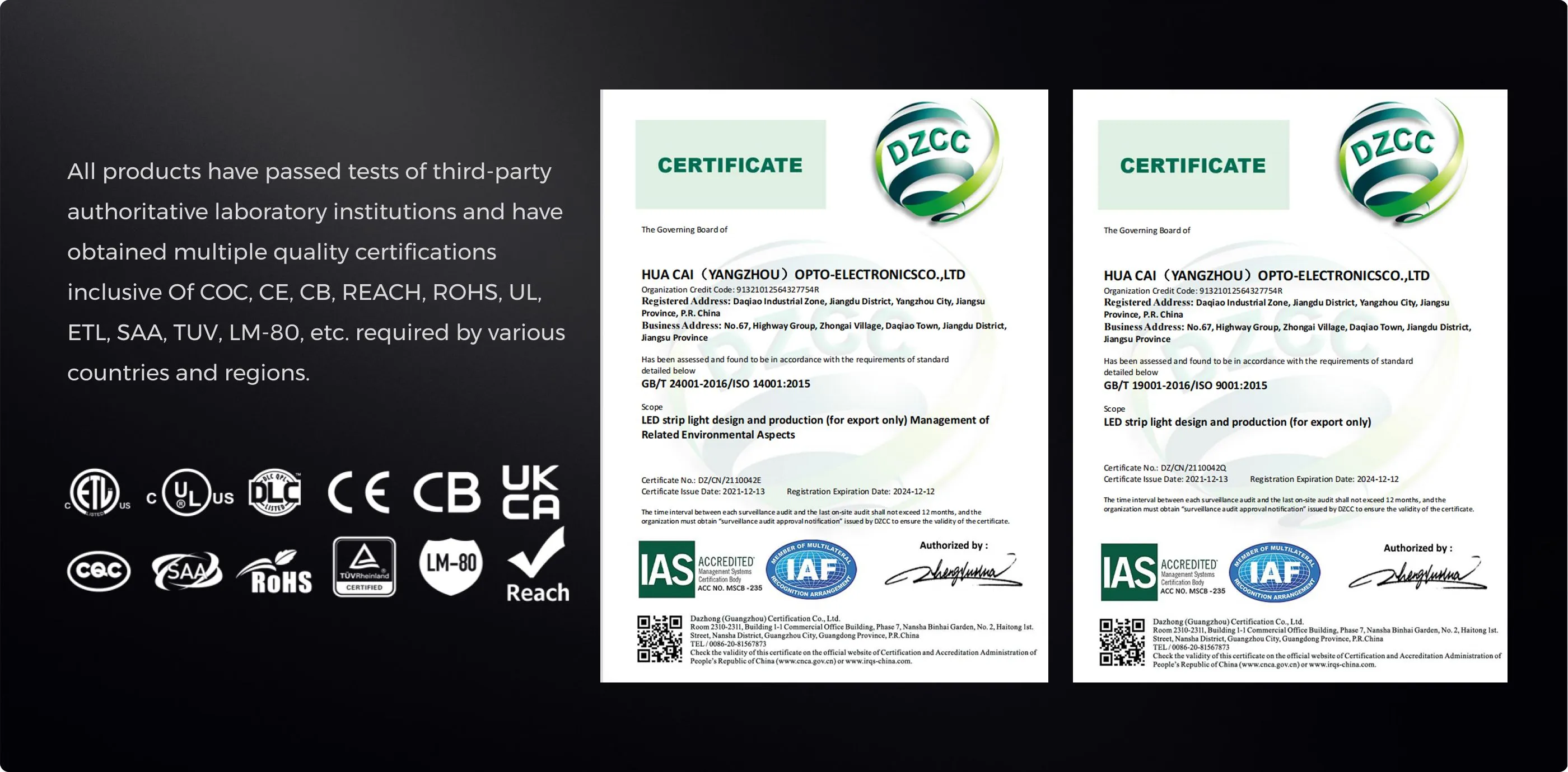 Quality Certification System - Manufacture - COLORS Lighting