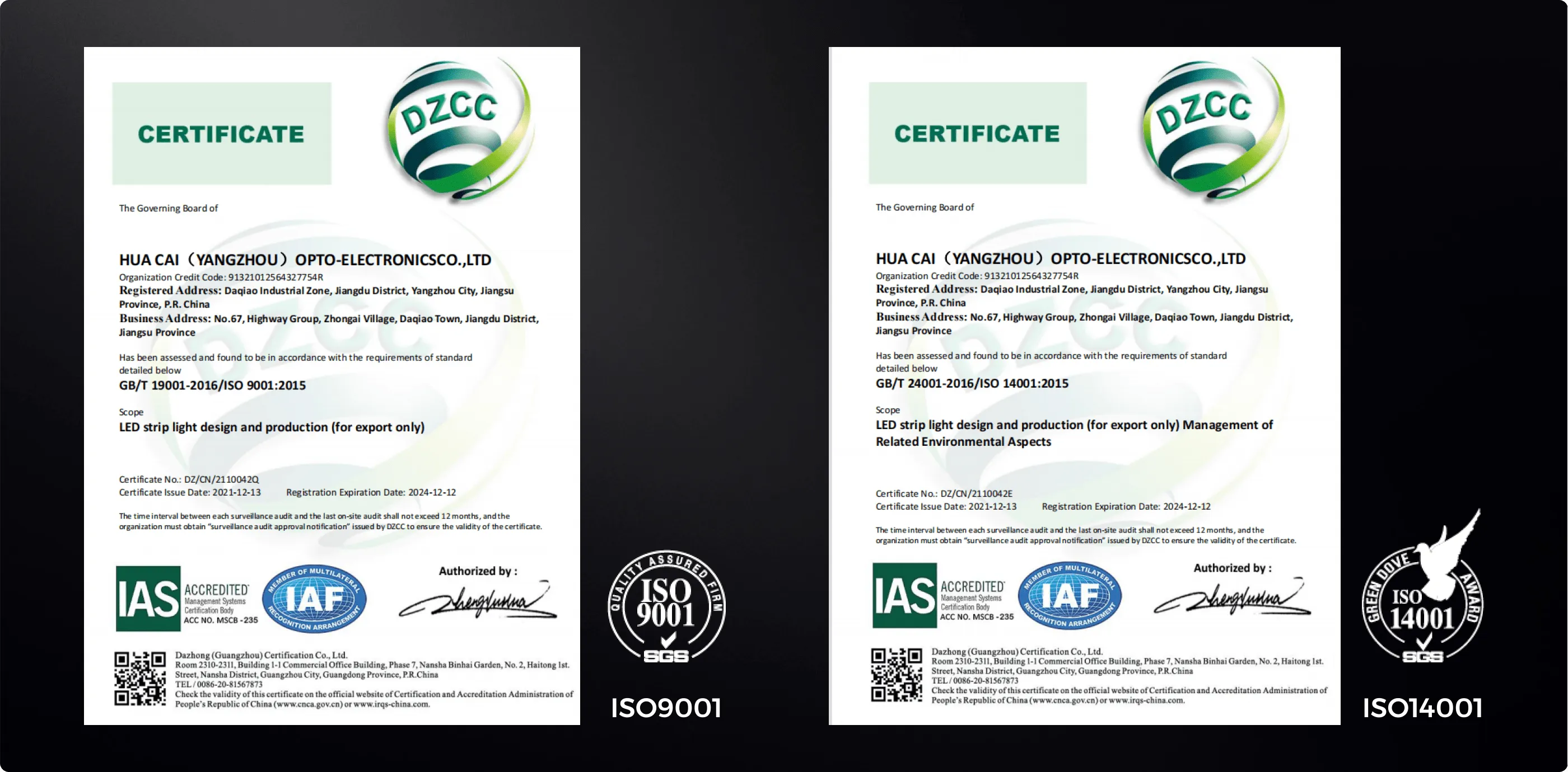 Quality Certification System - Manufacture - COLORS Lighting